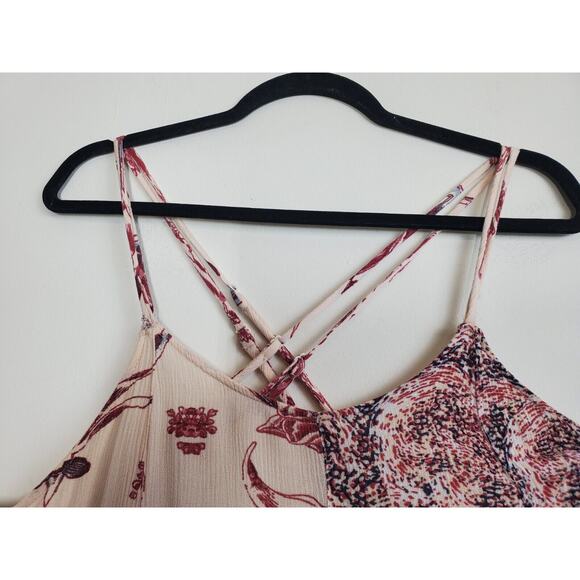 Free People Romper Womens Small Trapeze Bohemian Rayon Strappy Back Lace Up Side - Picture 5 of 12